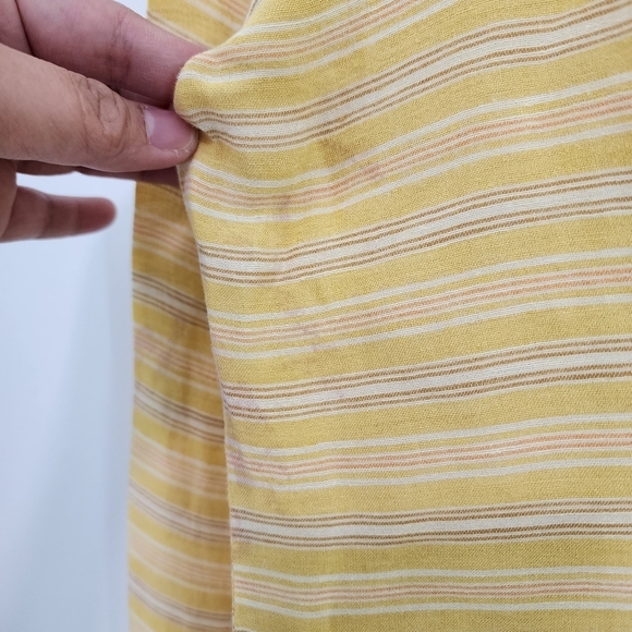 SuZen Women's Cotton Linen Stripes Keyhole Button Top - S - Picture 11 of 13